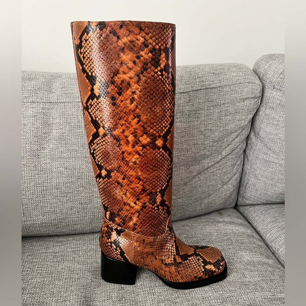 Labucq Brown Snakeskin Heeled Boots